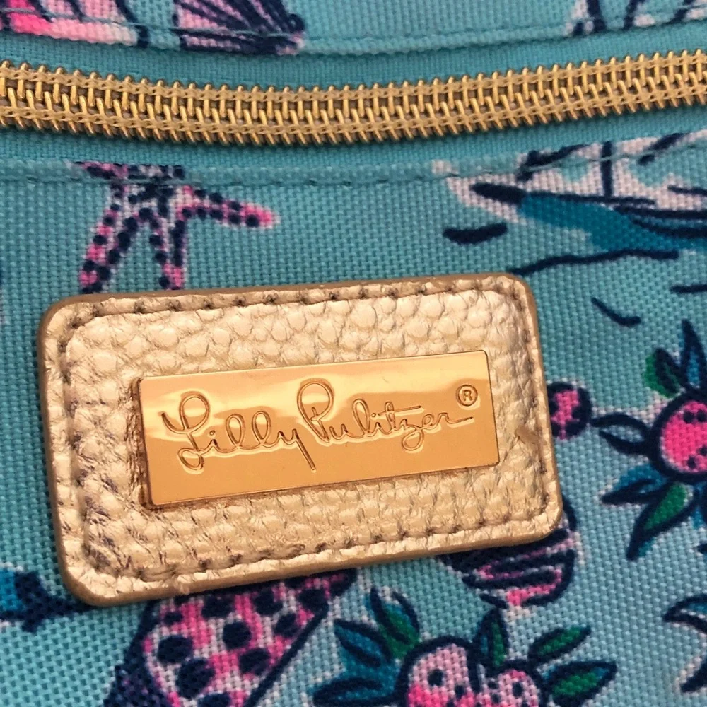 Lilly Pulitzer Overnight Bag Amalfi Blue Lilly’s Roadtrip Florida blue pink gold - Picture 2 of 12